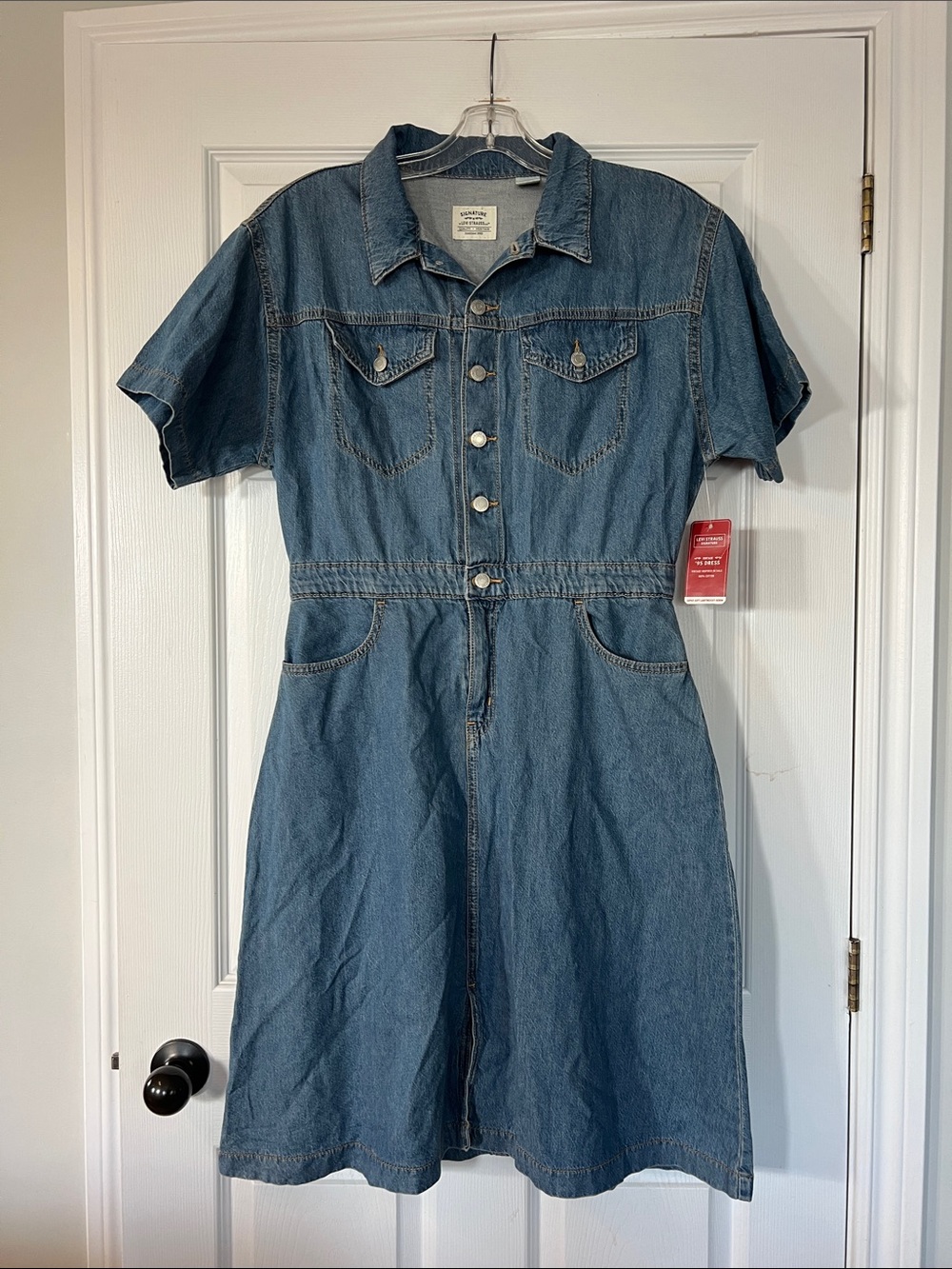Signature by Levi Strauss Blue Denim Midi Shirt Dress